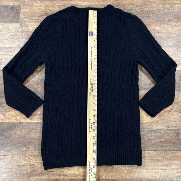 J Crew Womens Sweater Large Blue Cable Knit V Neck, Shrunk Fits Like a Small - Picture 7 of 13